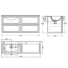 Telaio 1500 Single Left Bowl 4 Drawer Wall Vanity gallery detail image