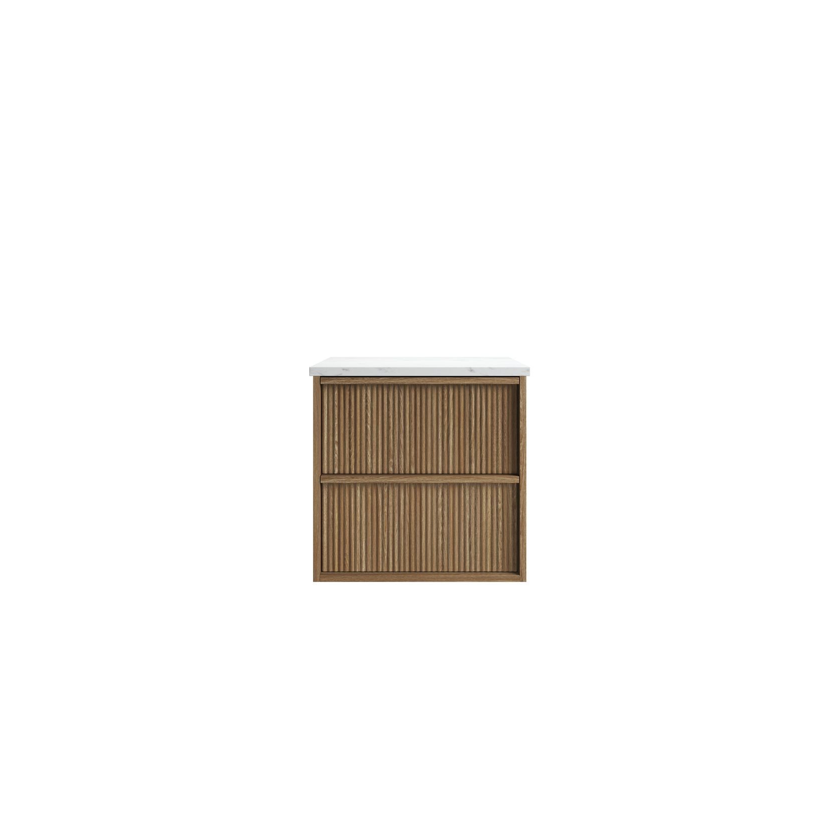 Aulic Venetta Fluted Wall Hung 600 Harvest Oak Cabinet gallery detail image