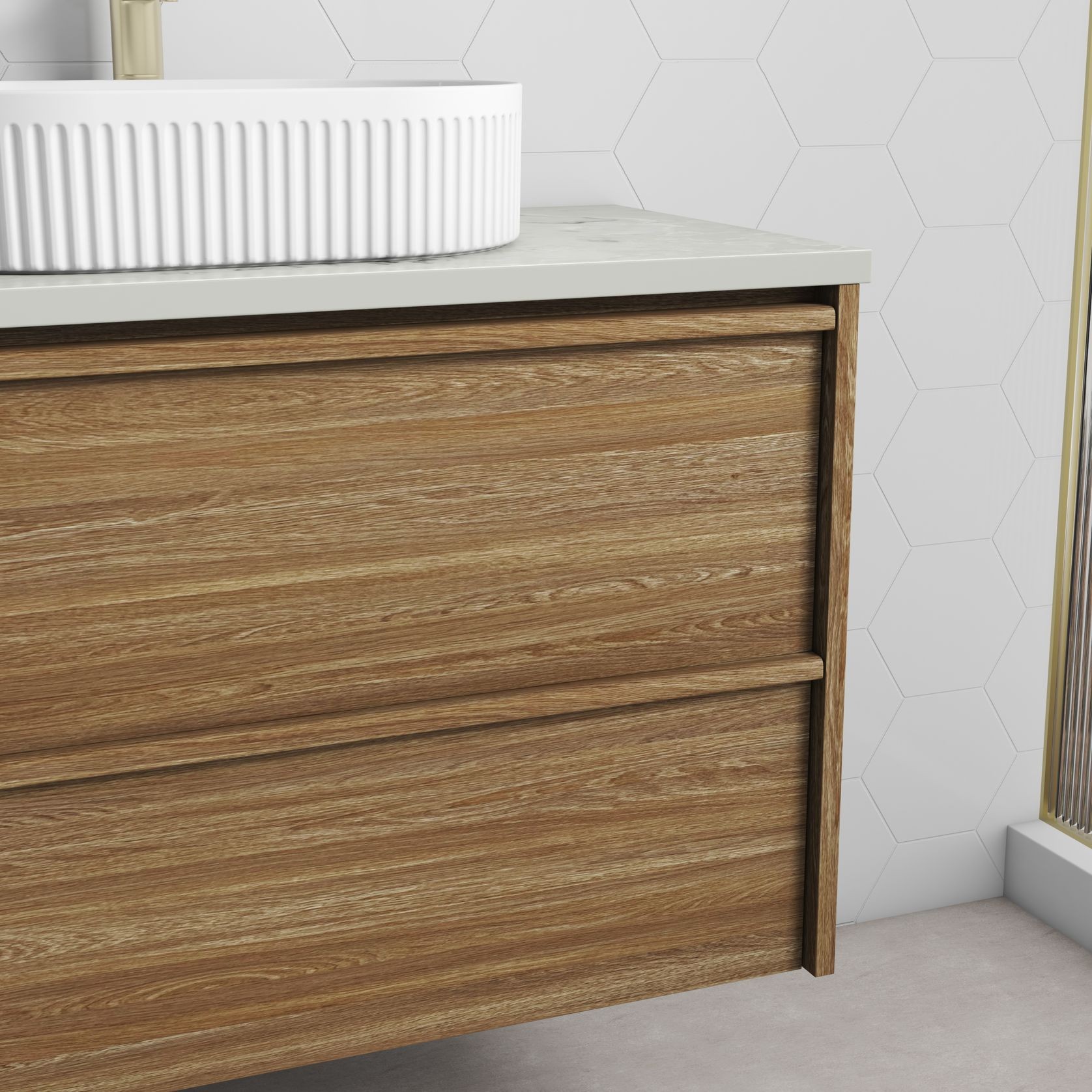 Aulic Venetta Framed Wall Hung 600m Harvest Oak Cabinet gallery detail image