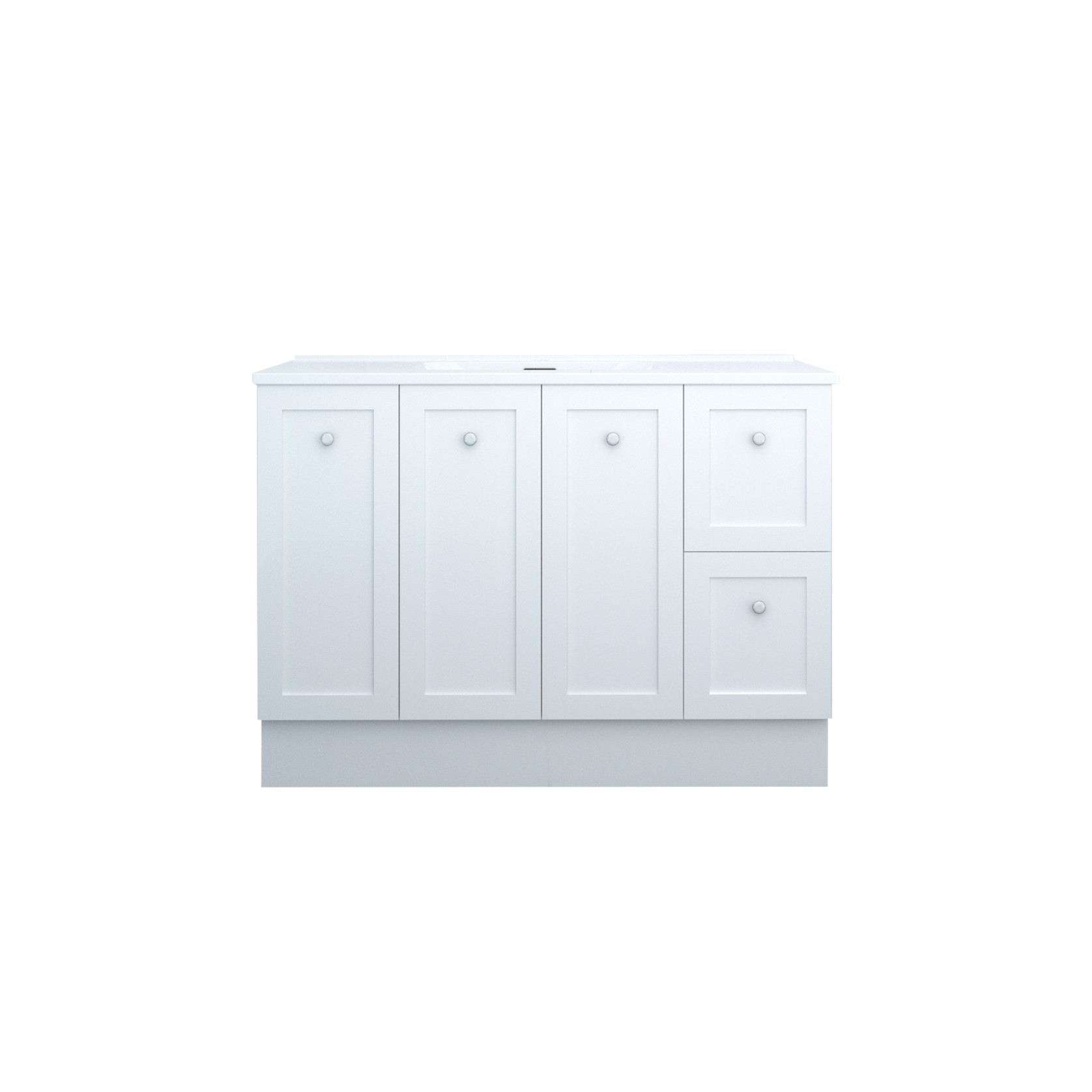 Vienna 900 Vanity RH Drawers Satin White With VC Top gallery detail image