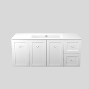 Vienna 1200 Wall Hung Vanity RH Drawers Satin White With VC Top gallery detail image