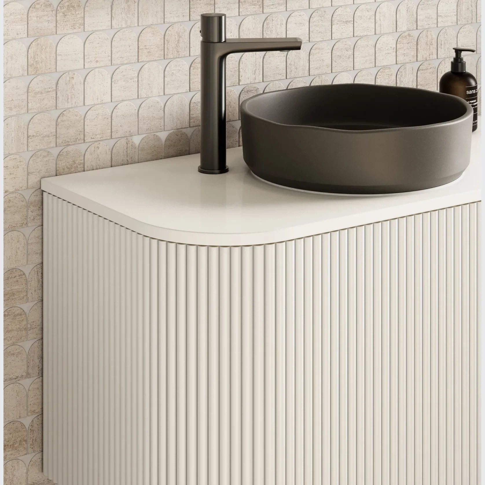 Zahara Curved Fluted Vanity 900mm gallery detail image
