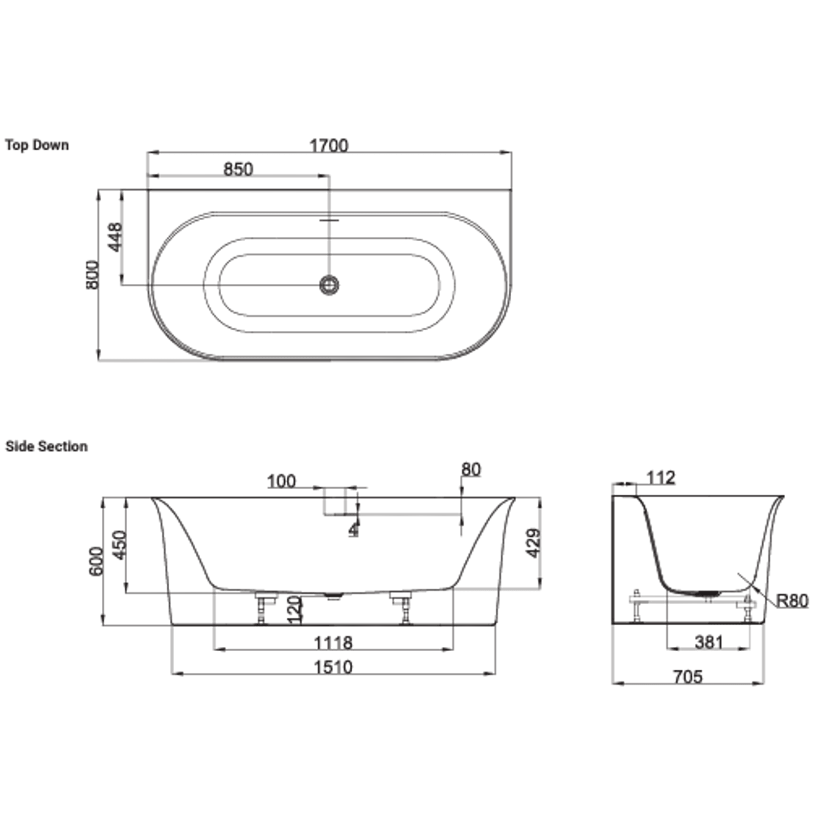 Cursa Back-To-Wall Bath gallery detail image