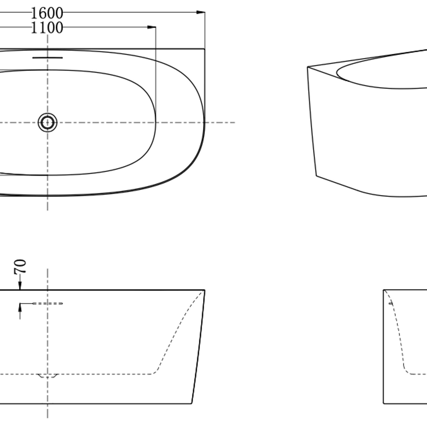 Peace Back-To-Wall Bath gallery detail image