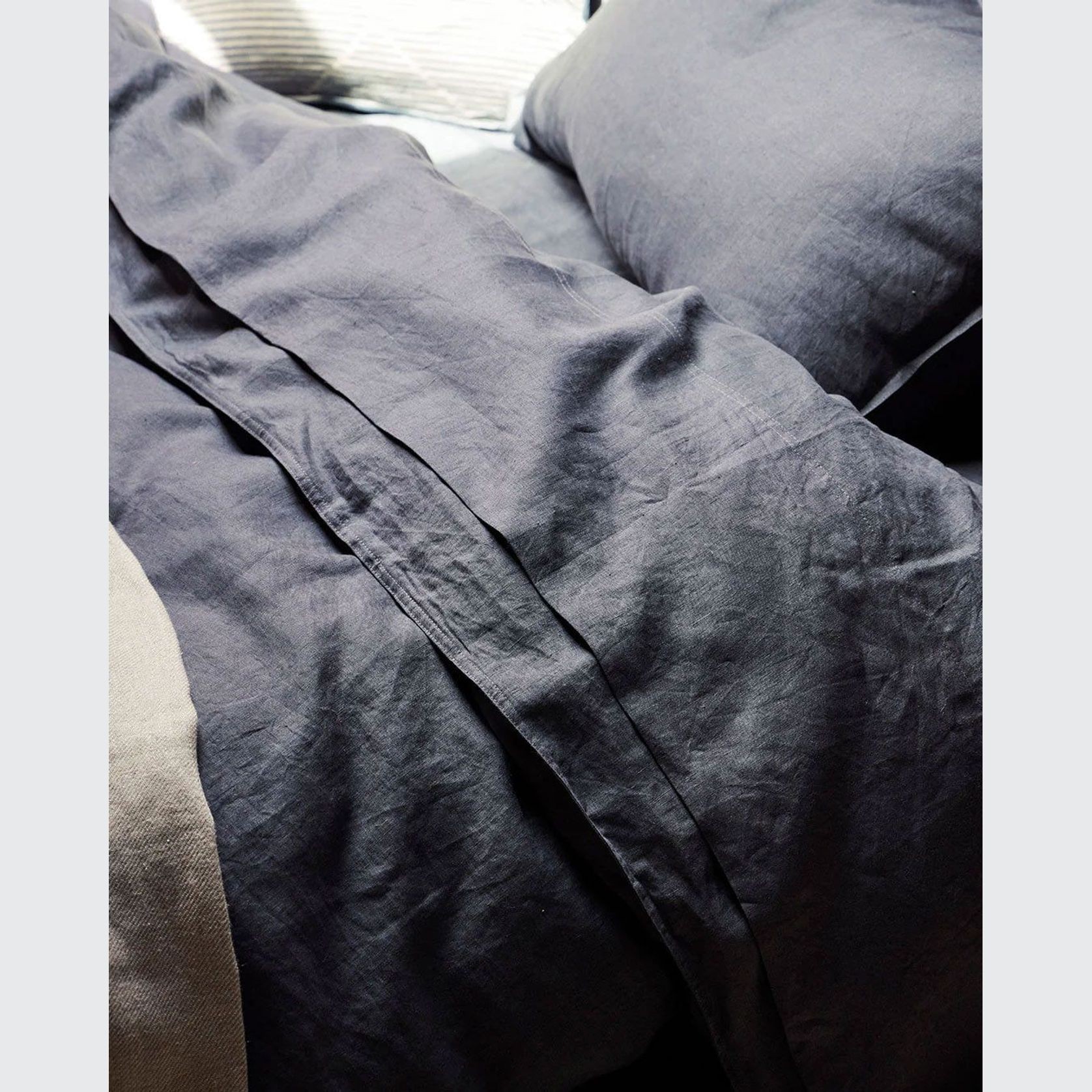 Ravello Linen Flat Sheet - Denim | Weave Home Bed Linen gallery detail image