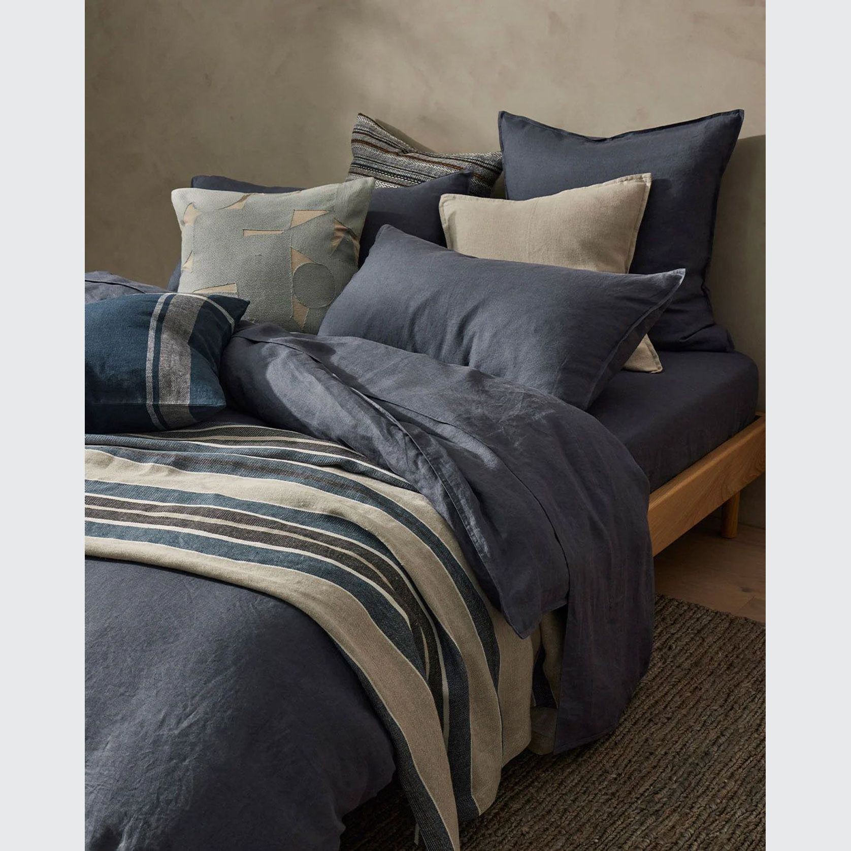 Ravello Linen Flat Sheet - Denim | Weave Home Bed Linen gallery detail image