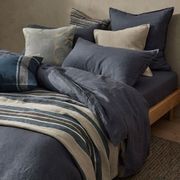 Ravello Linen Flat Sheet - Denim | Weave Home Bed Linen gallery detail image