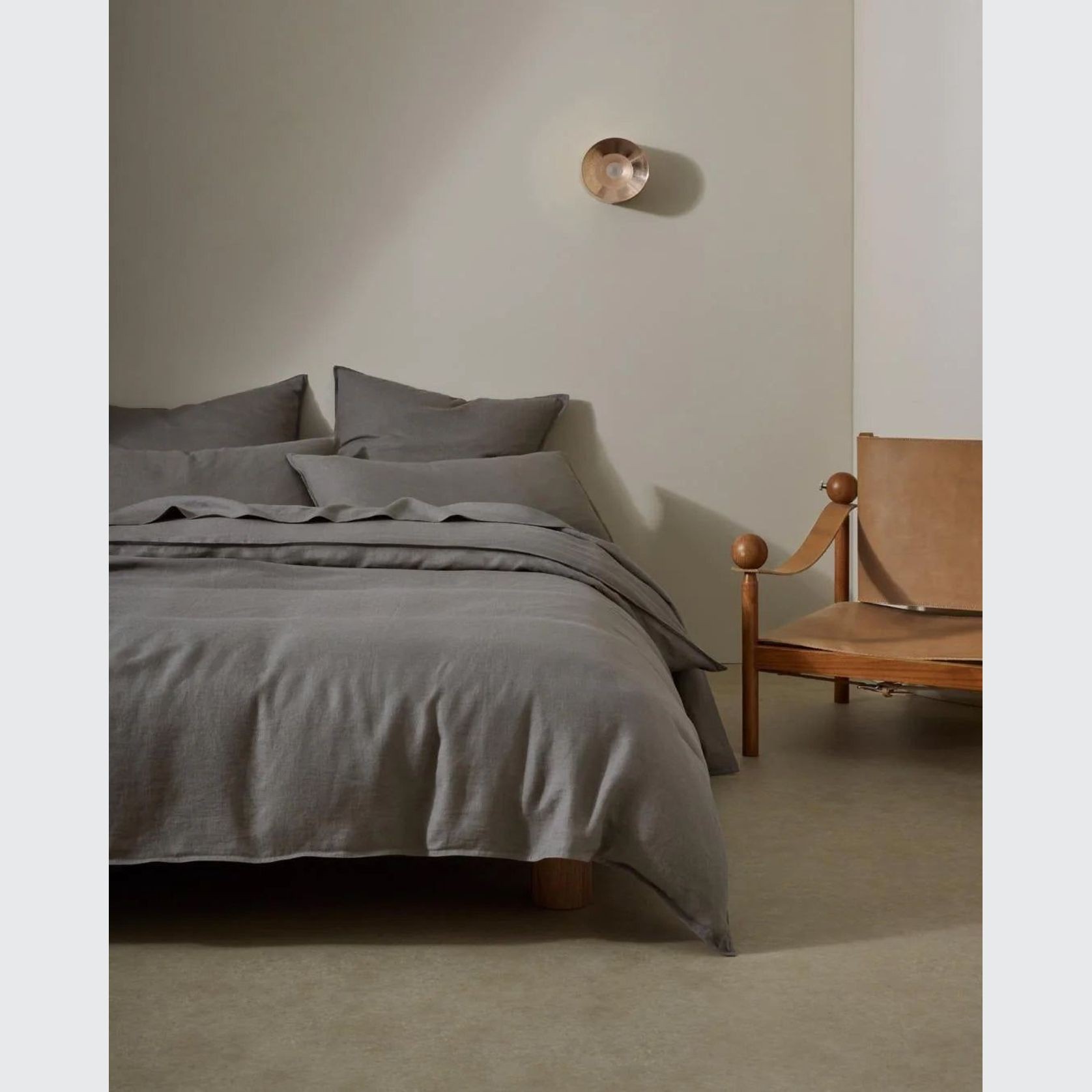 Ravello Linen Fitted Sheet - Charcoal | Weave Home Bed Linen gallery detail image