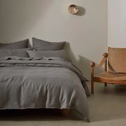 Ravello Linen Fitted Sheet - Charcoal | Weave Home Bed Linen gallery detail image