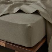Ravello Linen Fitted Sheet - Caper | Weave Home Bed Linen gallery detail image