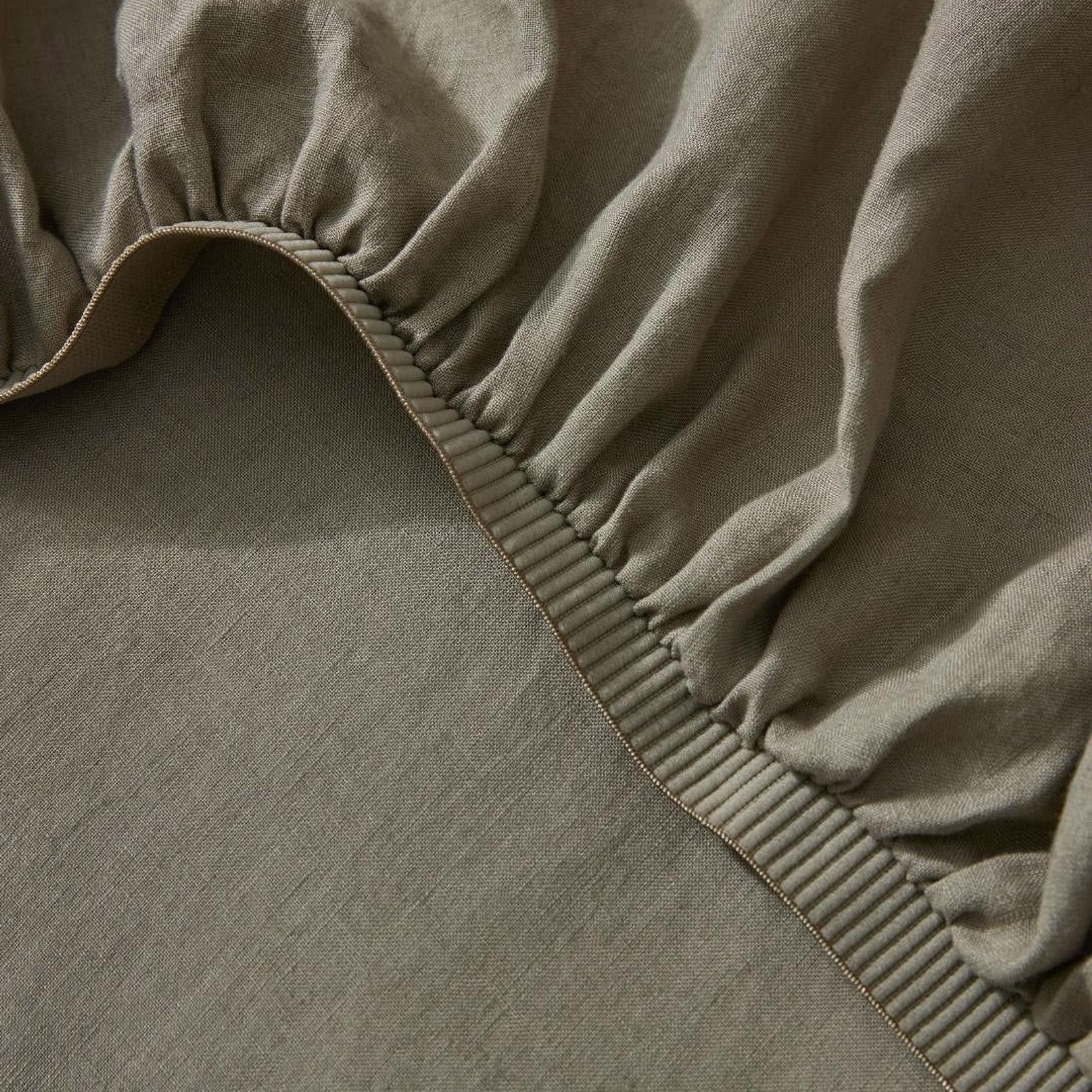Ravello Linen Fitted Sheet - Caper | Weave Home Bed Linen gallery detail image