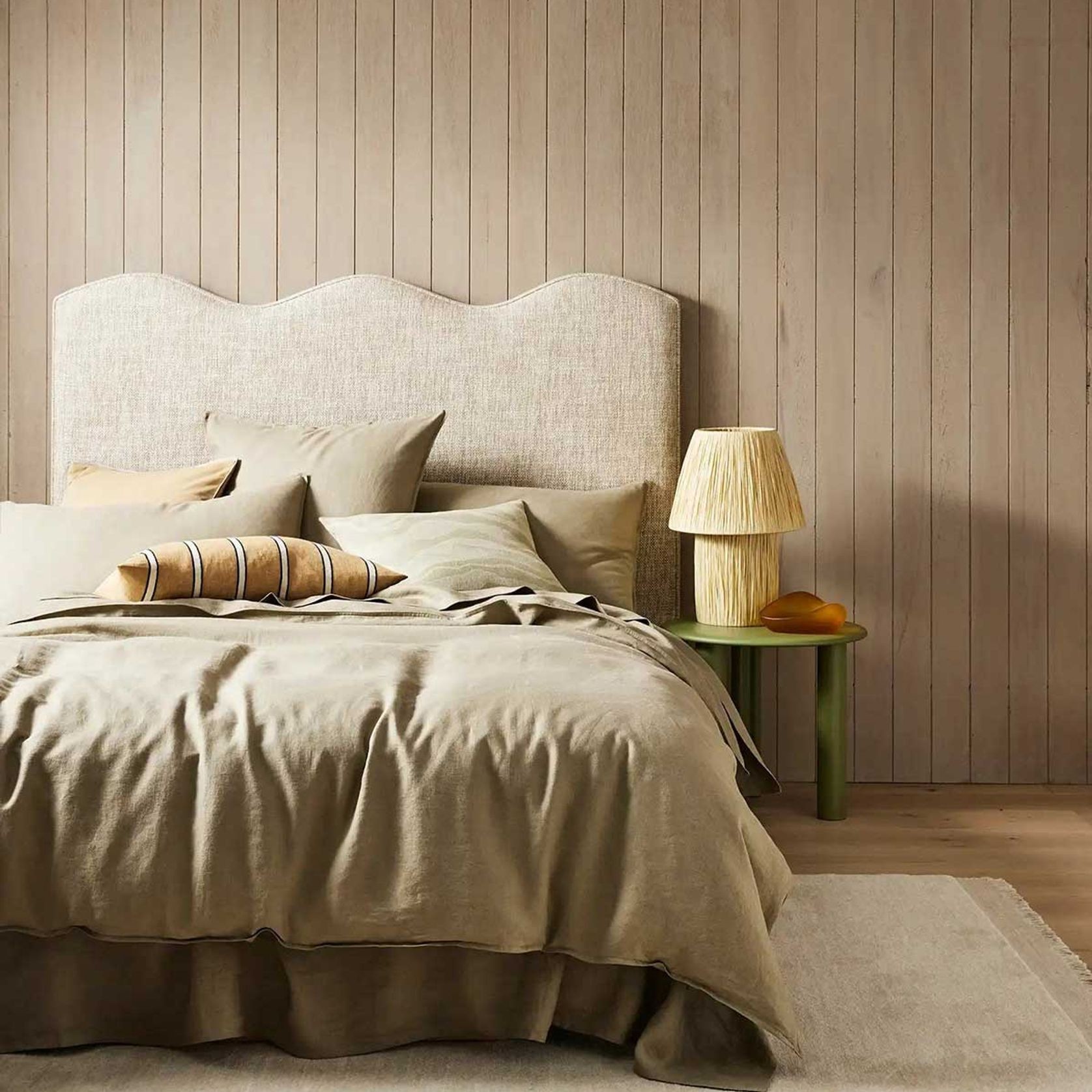 Ravello Linen Fitted Sheet - Caper | Weave Home Bed Linen gallery detail image