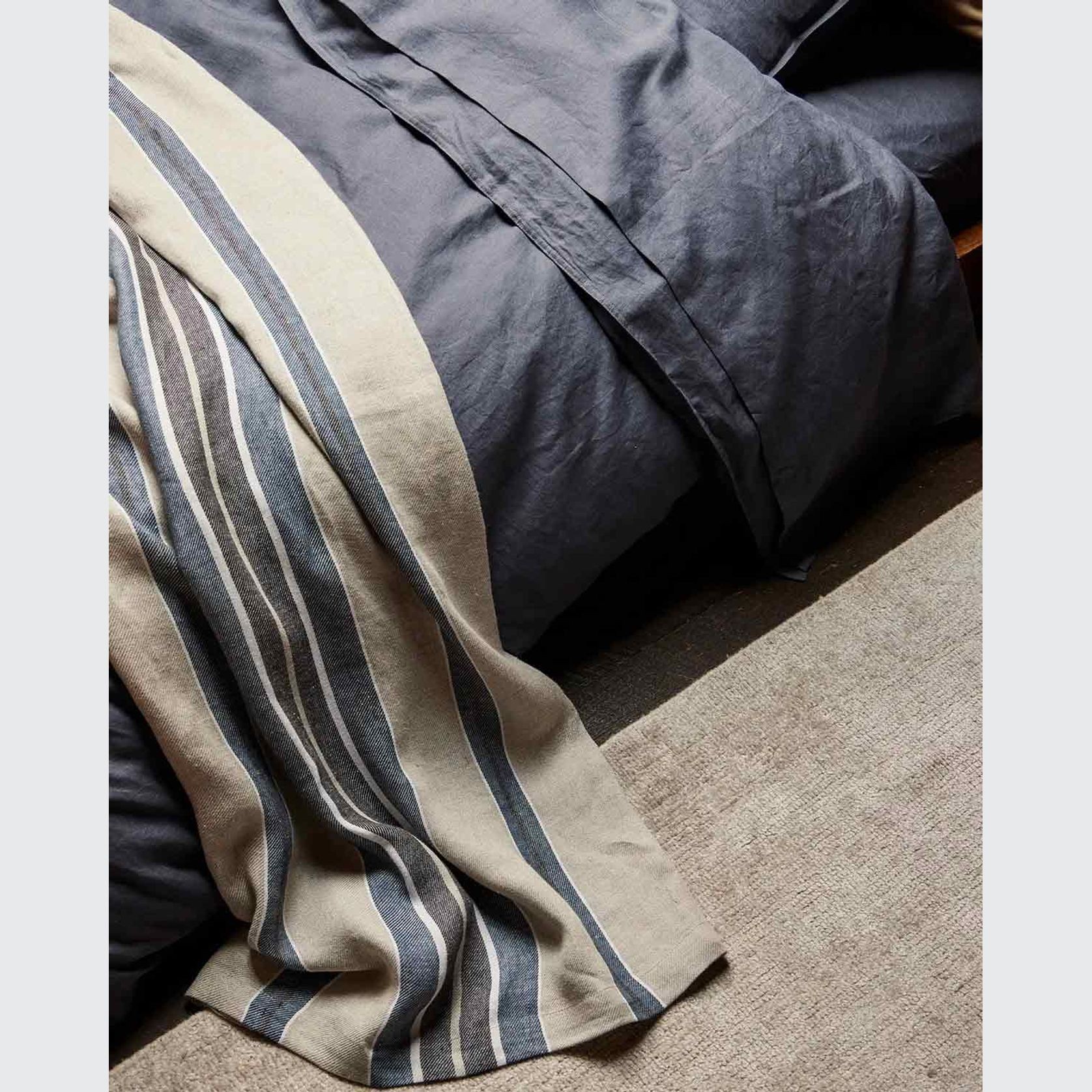 Ravello Linen Flat Sheet - Denim | Weave Home Bed Linen gallery detail image