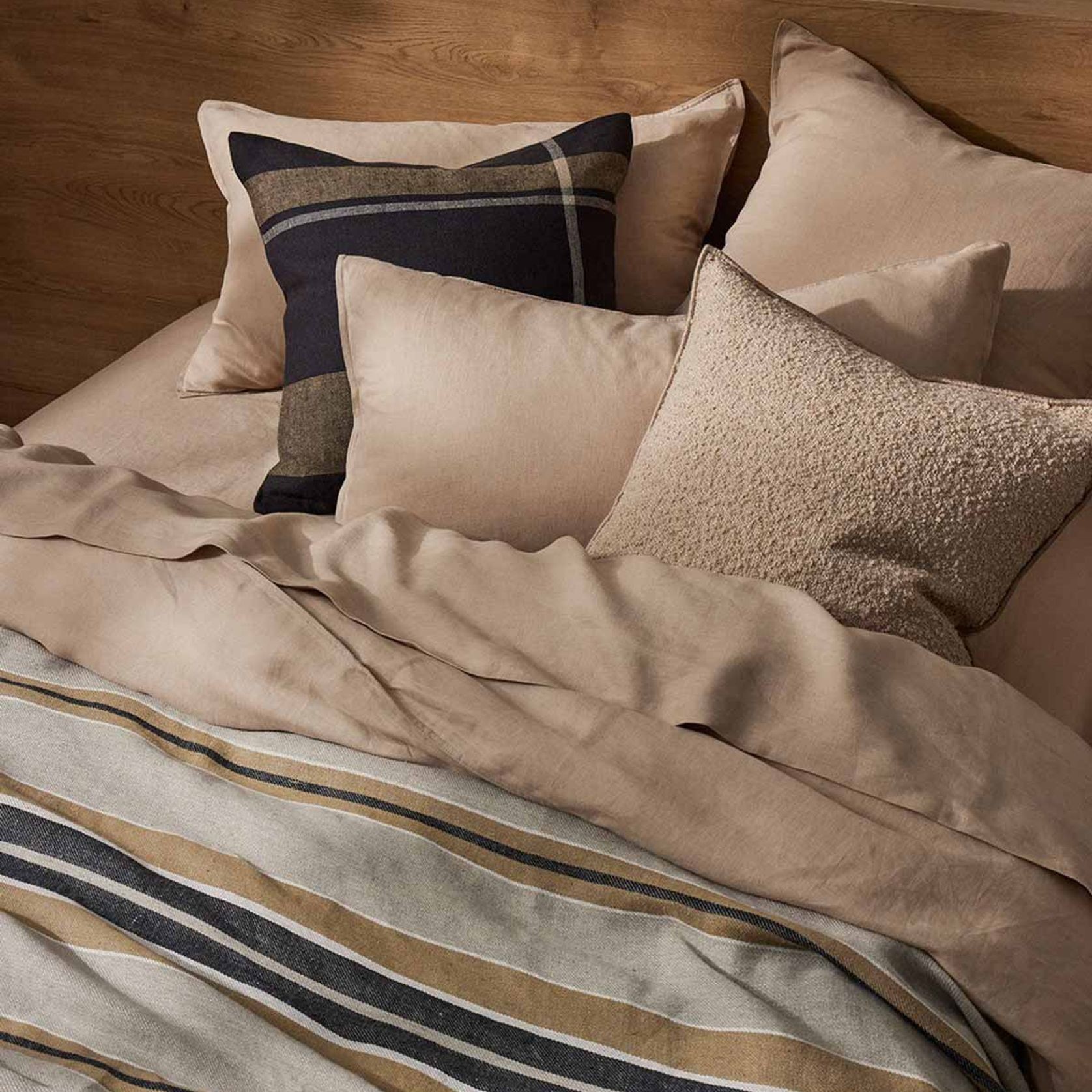 Ravello Linen Fitted Sheet - Shell | Weave Home Bed Linen gallery detail image