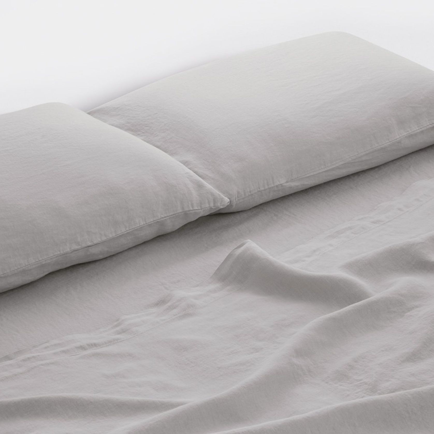 Linen Fitted Sheets Grey Marl King-Single gallery detail image
