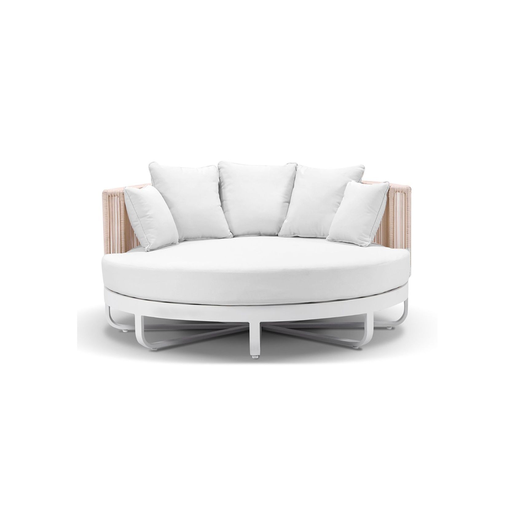 Cannes Round Aluminium Daybed in White with Cream Rope gallery detail image