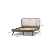 Stella Queen Bed Frame | Light Beige & Walnut gallery detail image