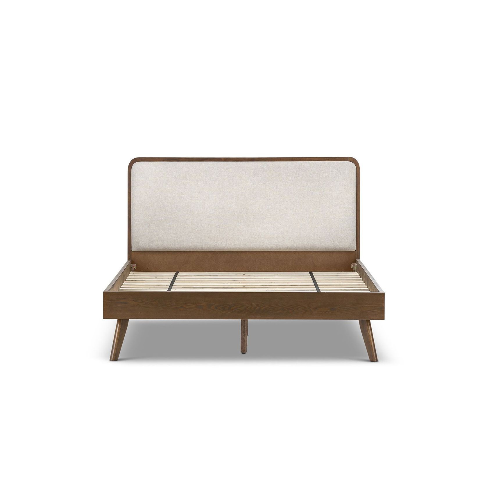 Stella Queen Bed Frame | Light Beige & Walnut gallery detail image