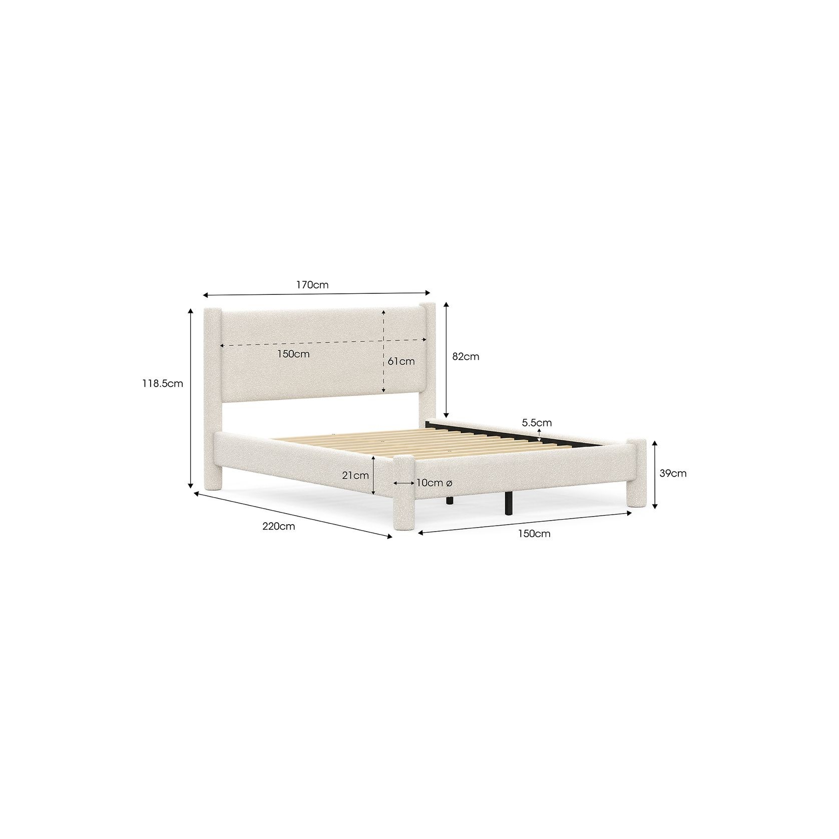Liora Four Post Queen Bed Frame | Cream Boucle gallery detail image
