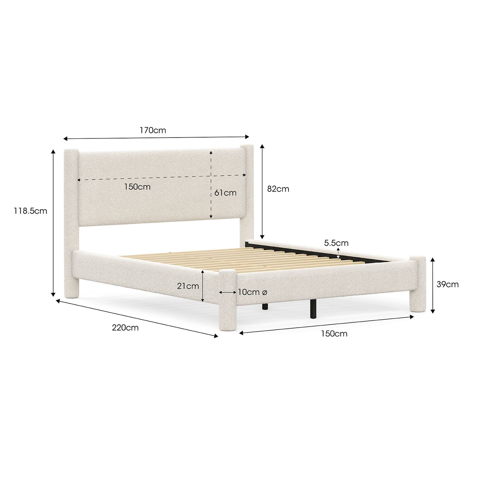 Liora Four Post Queen Bed Frame | Cream Boucle gallery detail image