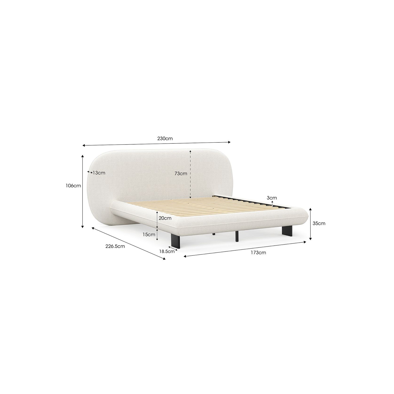 Brune Oversized Queen Bed Frame | Canvas Ivory gallery detail image