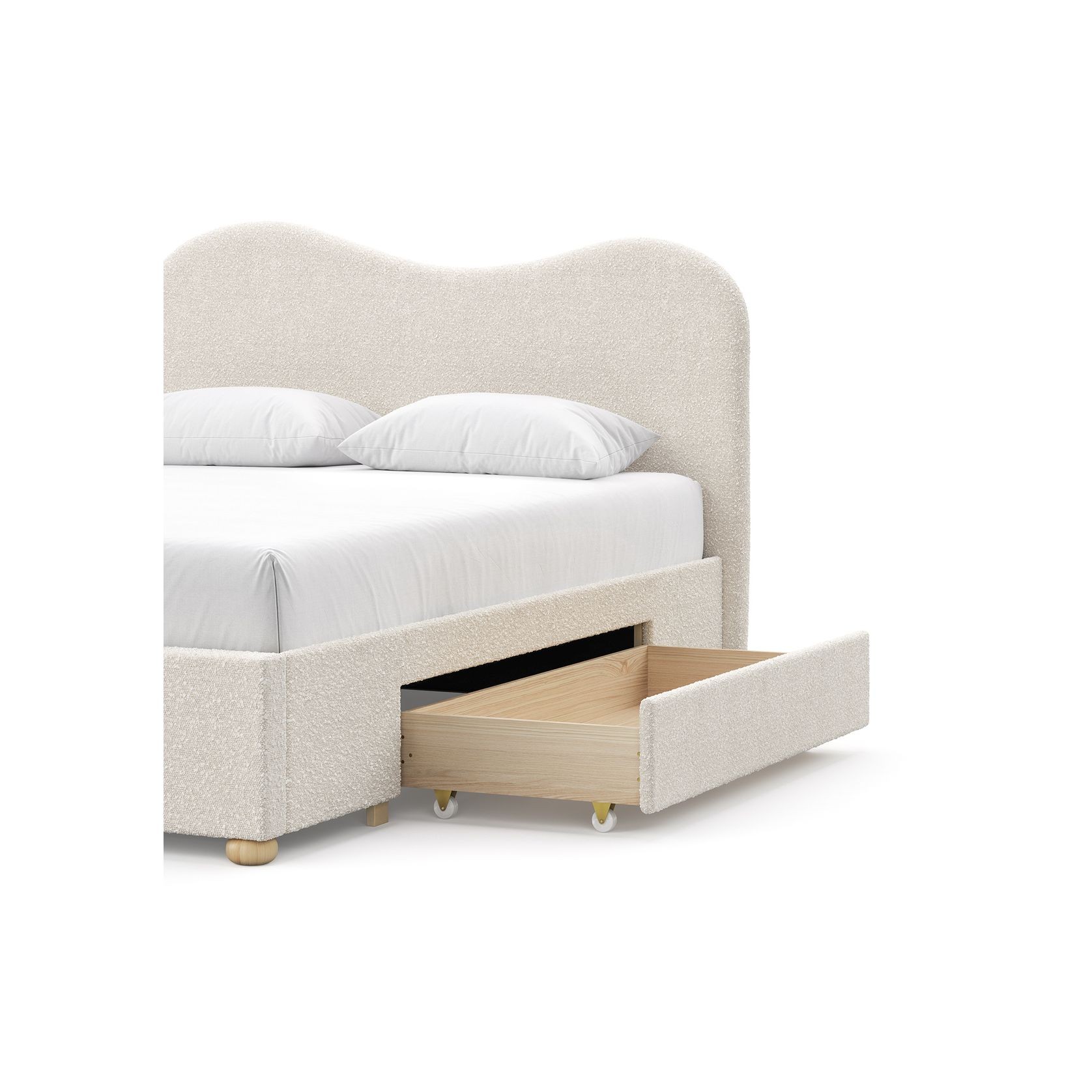 Aira Queen 2 Drawer Storage Bed Frame | Cream Boucle gallery detail image