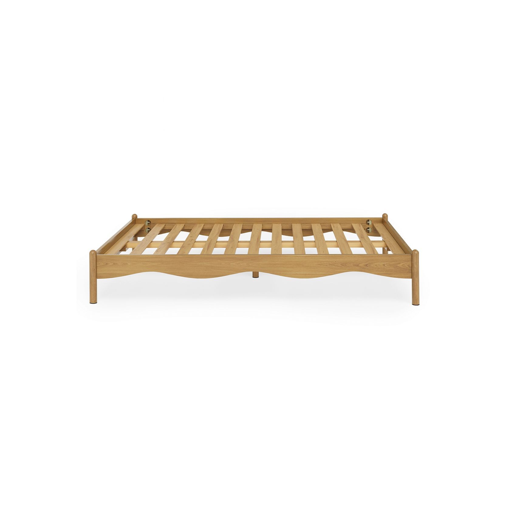 Pippa Scalloped Queen Bed Base | Medium Oak gallery detail image