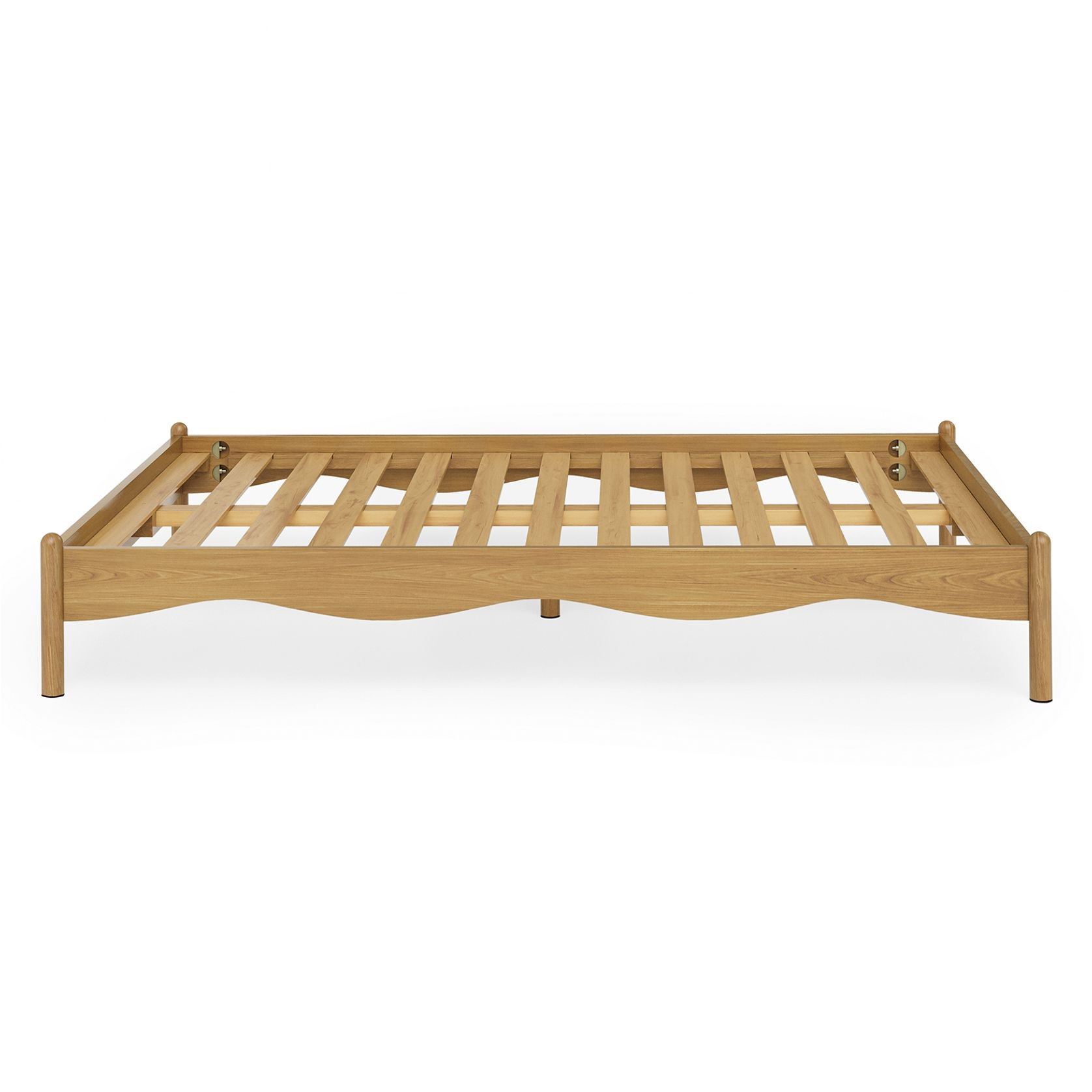 Pippa Scalloped Queen Bed Base | Medium Oak gallery detail image