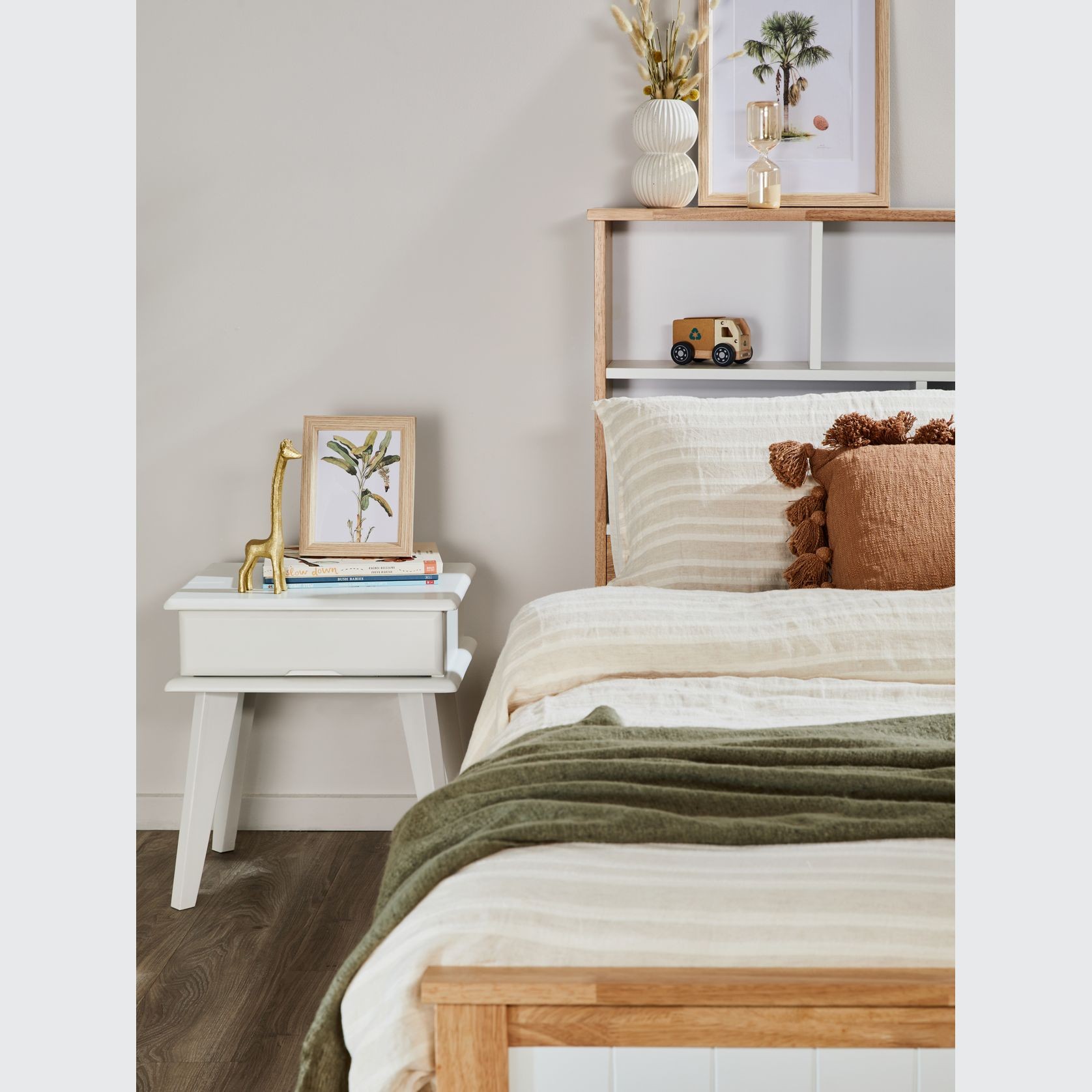 Myer King Single Bed with Storage | Natural Hardwood gallery detail image