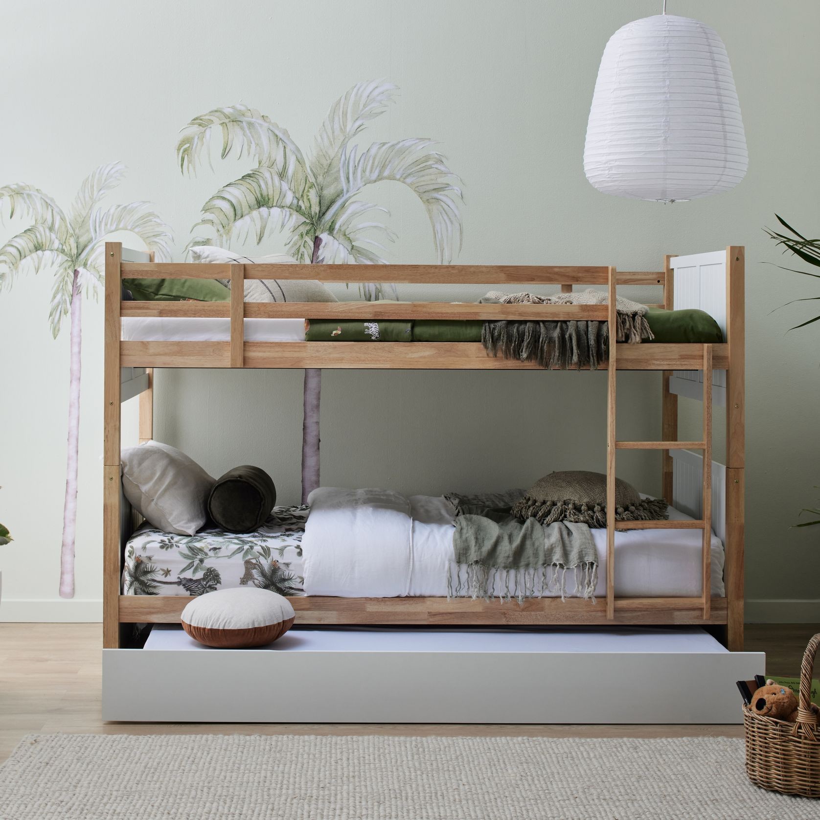 Myer King Single Bunk Bed with Trundle Hardwood Frame ArchiPro AU