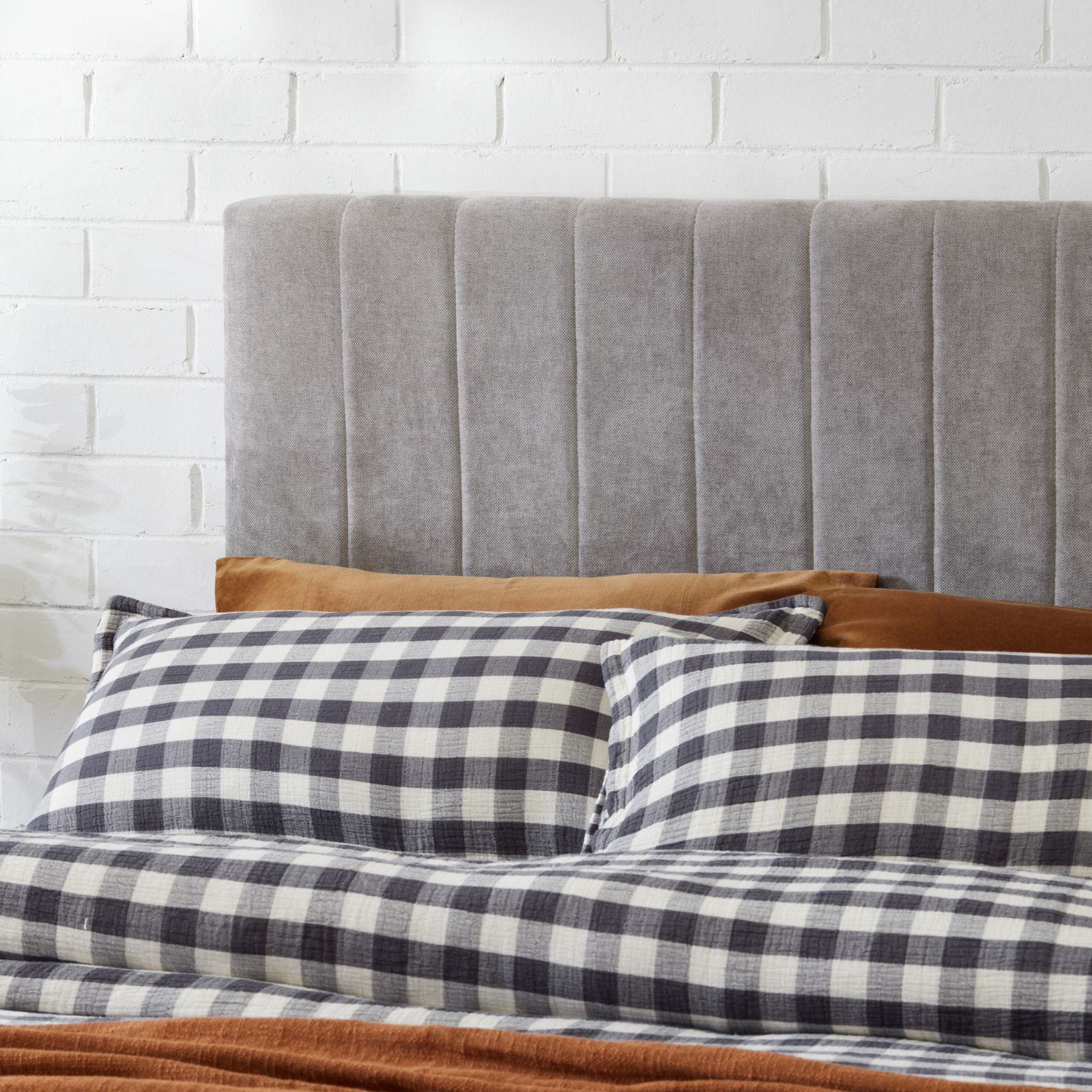 Franki 2PCE Queen Headboard and Bed Base Bundle Walnut ArchiPro AU