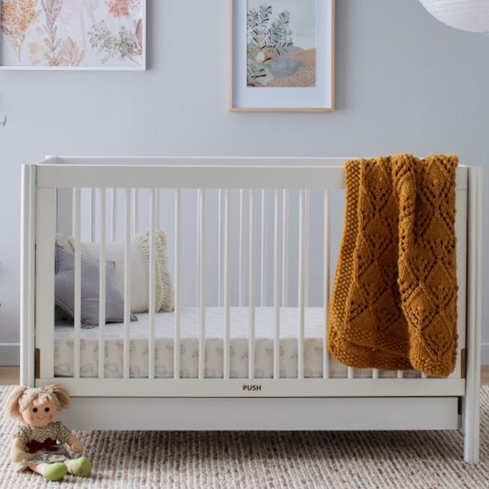 Banksia Hardwood Baby Cot with Storage | White gallery detail image