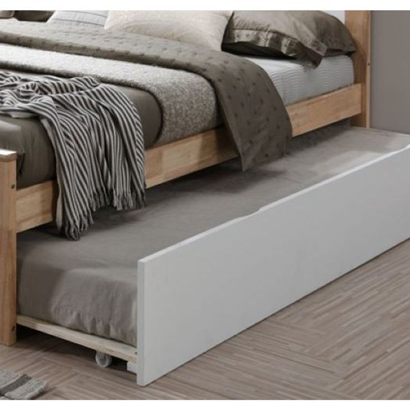Coco Double Bed with Trundle | Natural Hardwood Frame gallery detail image