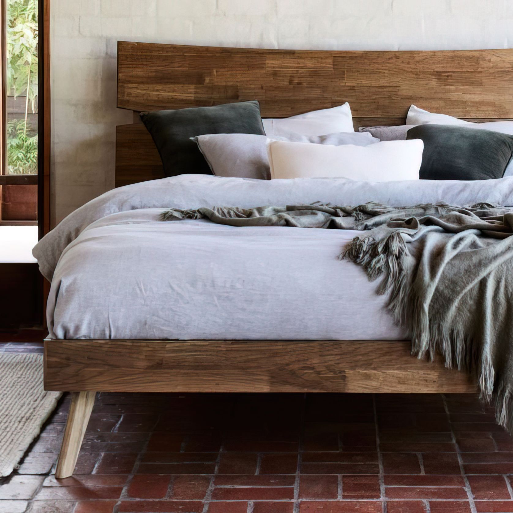 Cruz Hardwood King Size Bed Frame | Rustic Walnut gallery detail image