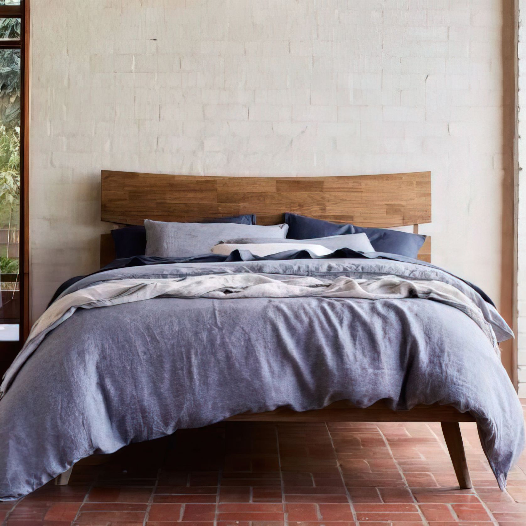 Cruz Double Size Hardwood Bed Frame | Rustic Walnut gallery detail image
