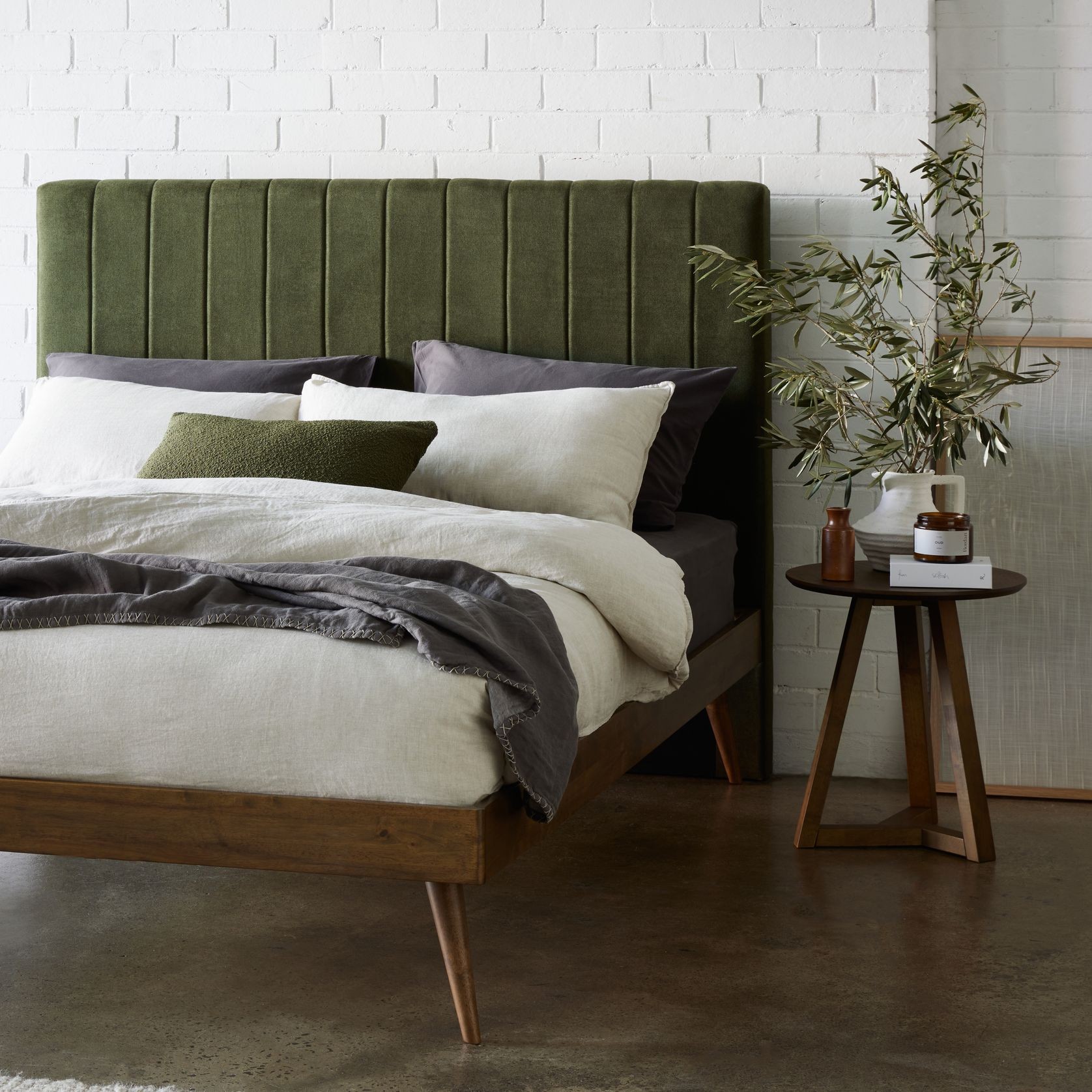 Franki 2PCE Queen Headboard and Base Bundle Walnut ArchiPro AU