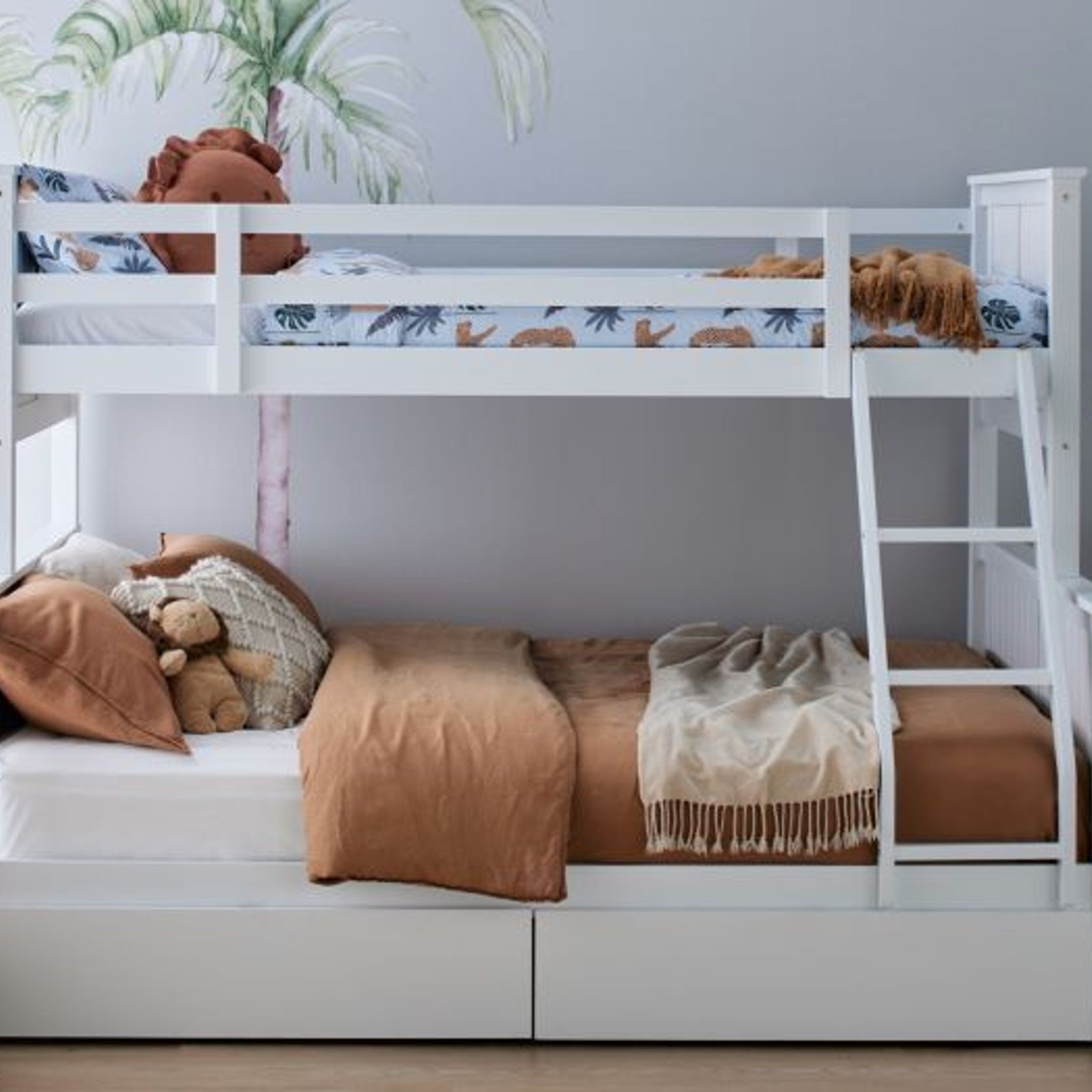 Myer White Triple Bunk Bed with Storage | Hardwood Frame gallery detail image