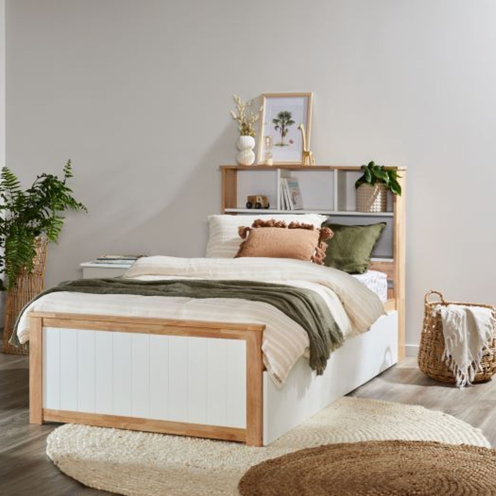 Myer White King Single Bed with Trundle Hardwood ArchiPro AU