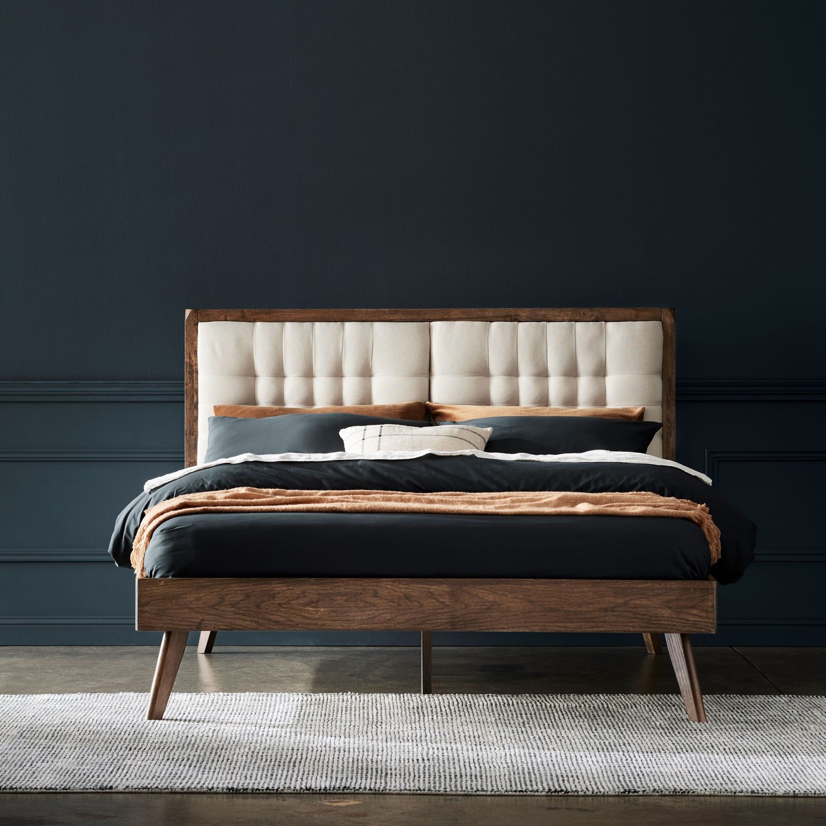 Paris Hardwood Queen Size Bed Frame | Walnut gallery detail image