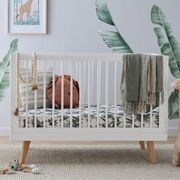 Rio Hardwood 2-in-1 Baby Cot | White & Natural gallery detail image