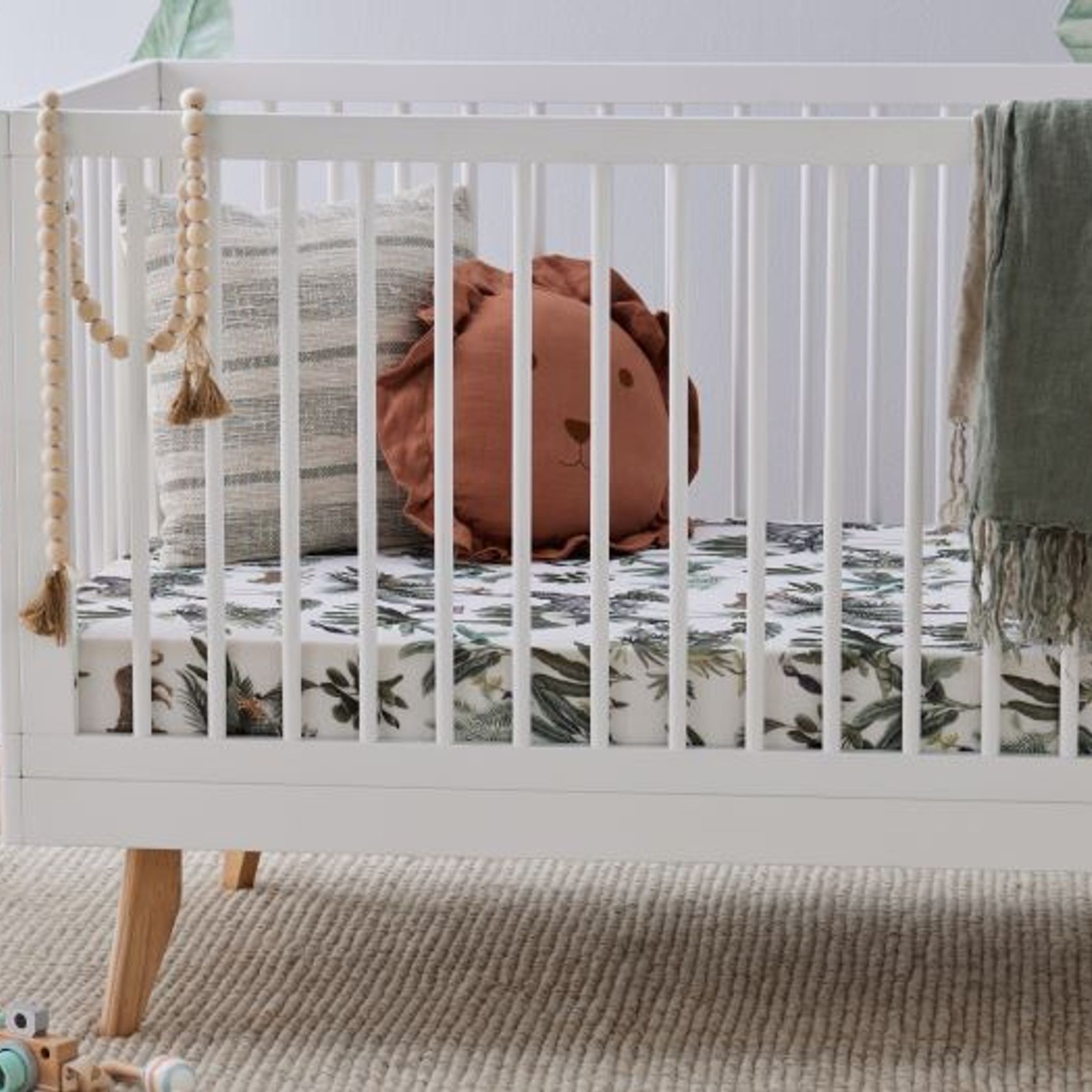 Rio Hardwood 2-in-1 Baby Cot | White & Natural gallery detail image