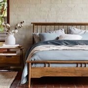 Rome Hardwood Queen Size Bed Frame | Walnut gallery detail image