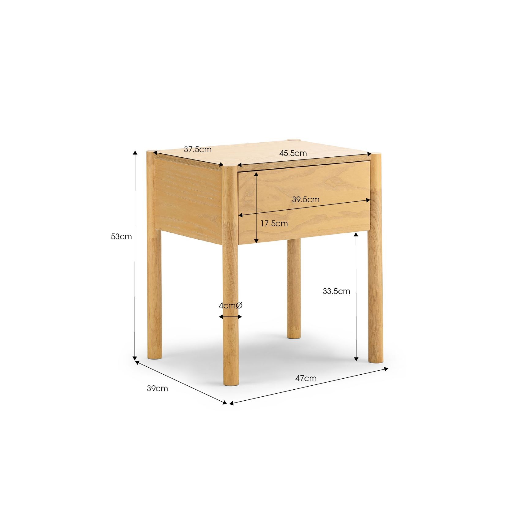 Zyler 1 Drawer Bedside Table | Light Ash gallery detail image