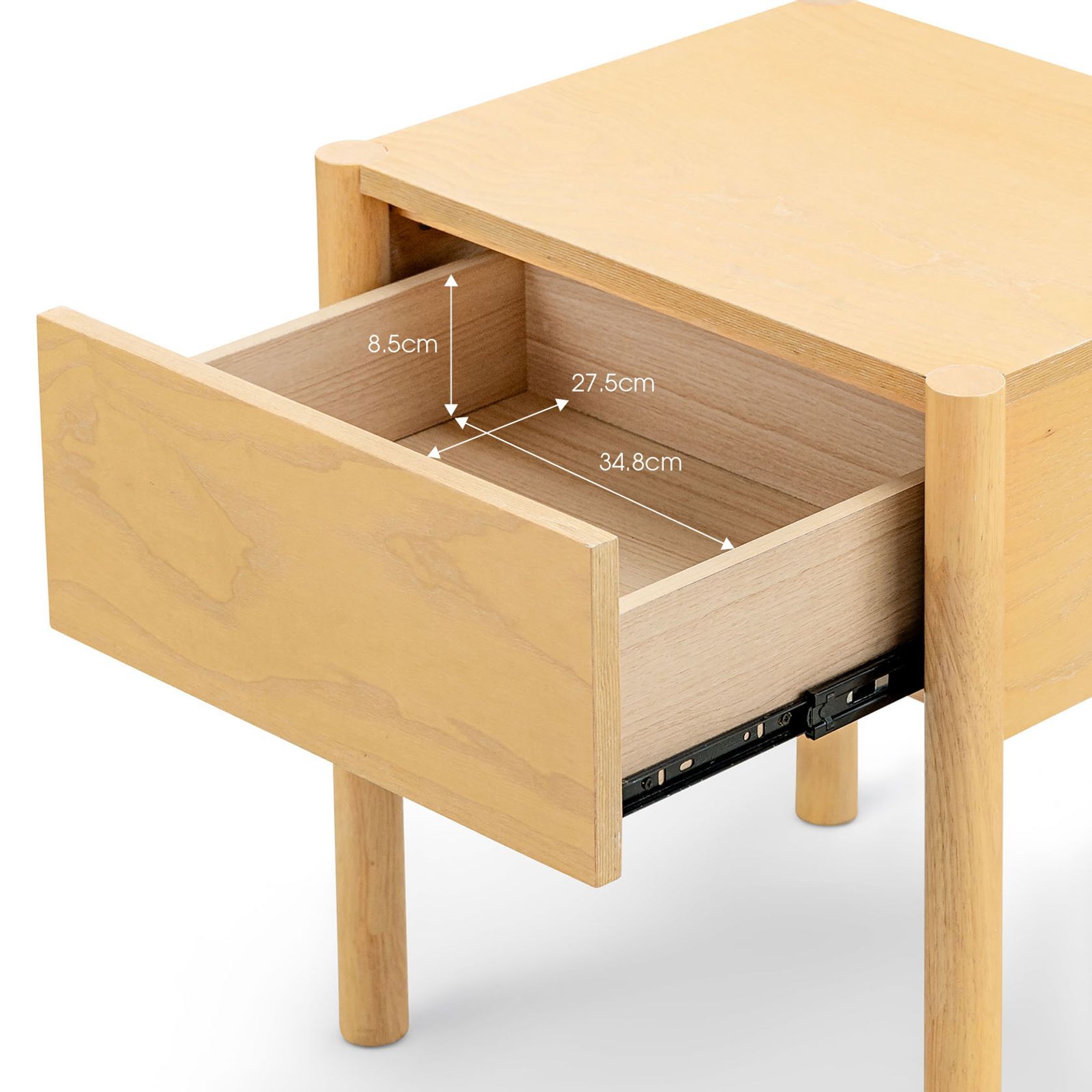 Zyler 1 Drawer Bedside Table | Light Ash gallery detail image