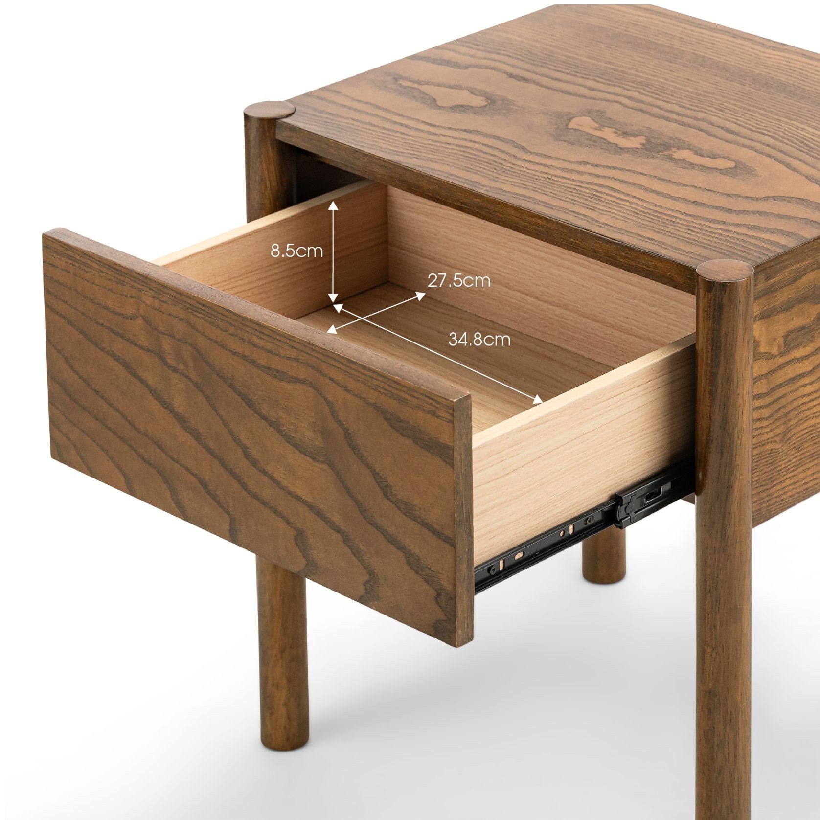 Zyler 1 Drawer Bedside Table | Dark Ash gallery detail image