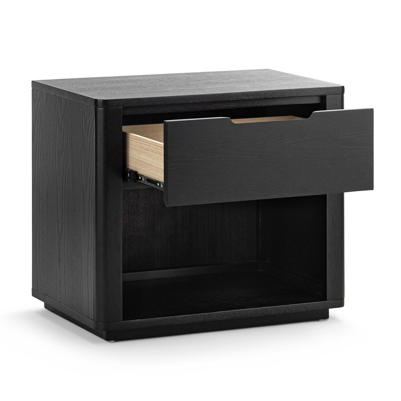 Marcus 1 Drawer Bedside Table | Black gallery detail image