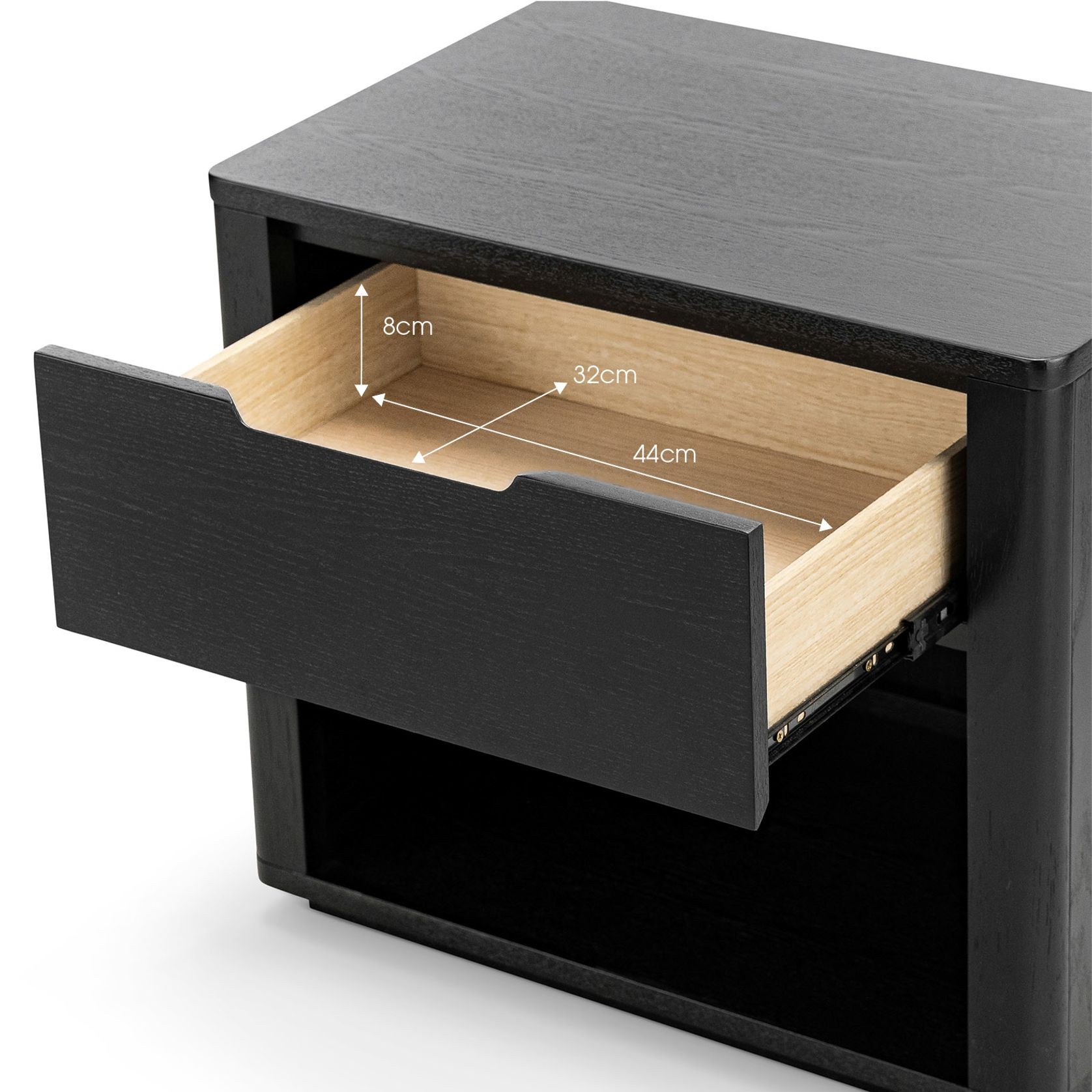 Marcus 1 Drawer Bedside Table | Black gallery detail image