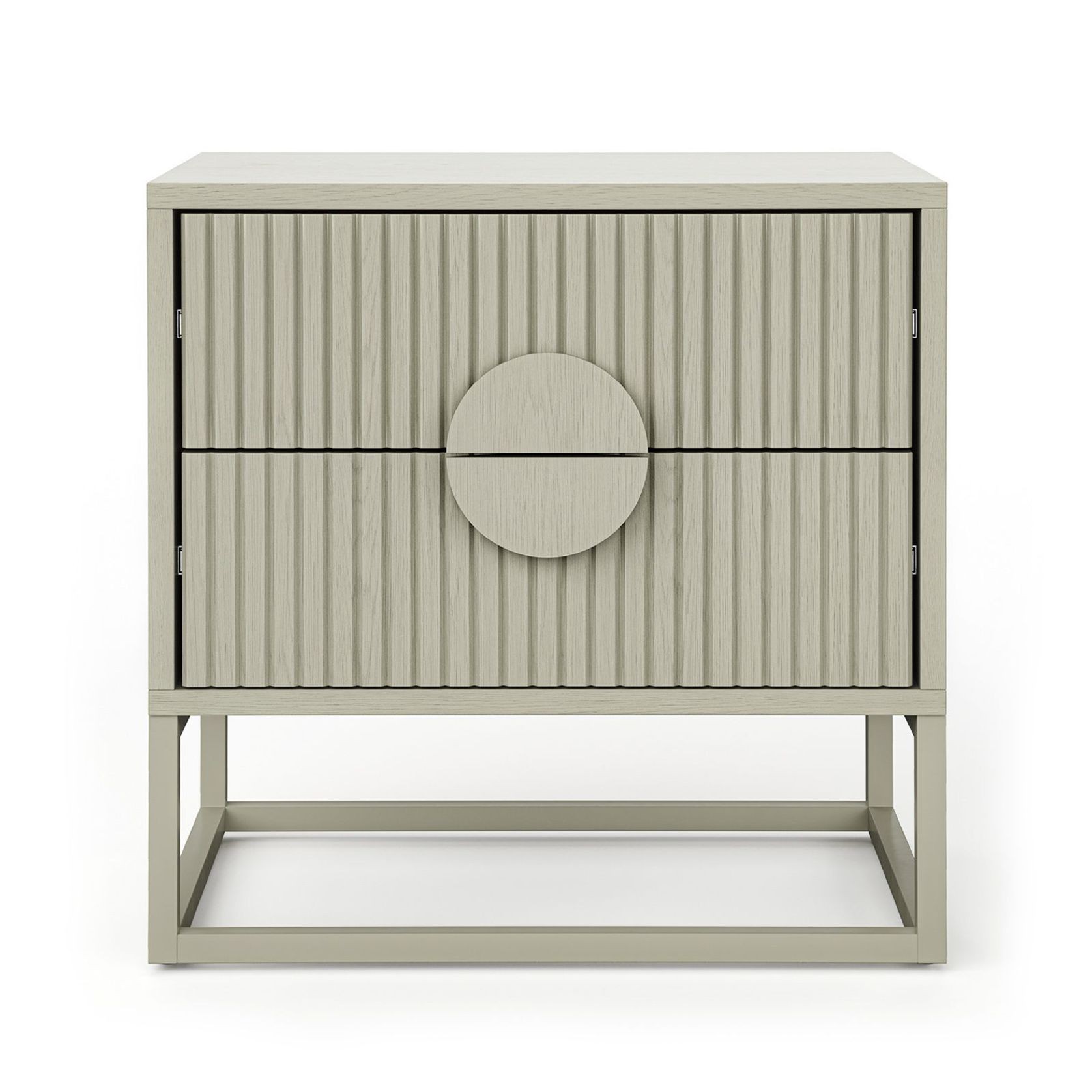Braxton 2 Drawer Ripple Slatted Bedside Table | Putty gallery detail image