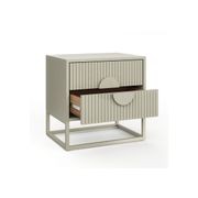 Braxton 2 Drawer Ripple Slatted Bedside Table | Putty gallery detail image