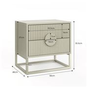 Braxton 2 Drawer Ripple Slatted Bedside Table | Putty gallery detail image